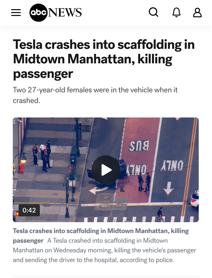 Fake News - ABC implies Tesla caused a crash, but it was an impaired driver