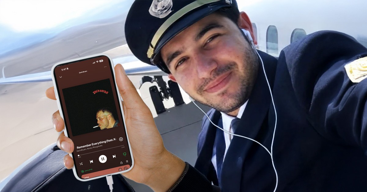 Hijacker fan hypes himself up with Zach Bryan before FlyDubai flight preview image