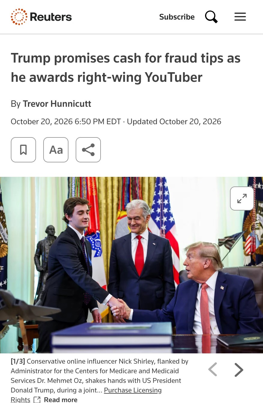Reuters belittles Nick Shirley by calling him a YouTuber preview image