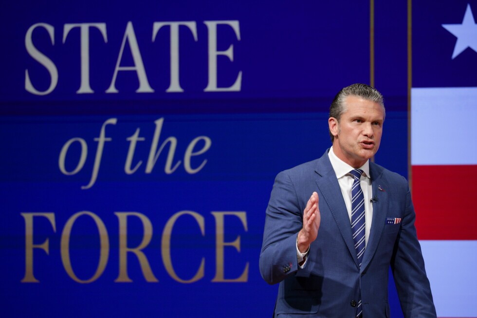 Hegseth announces a new drone command and cuts to 20% of generals in 'State of the Force' speech preview image