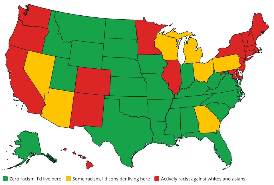 States I'd live in based on how racist they are preview image