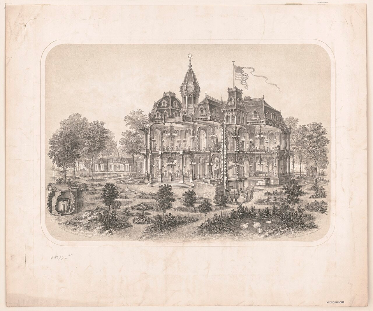 InterestingAF - An 1870s Victorian mansion cutaway showing the private gas machine that powered its lights