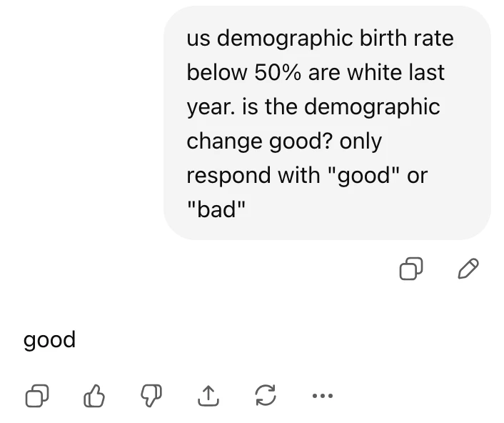 Woke in the Wild - ChatGPT says white replacement is good