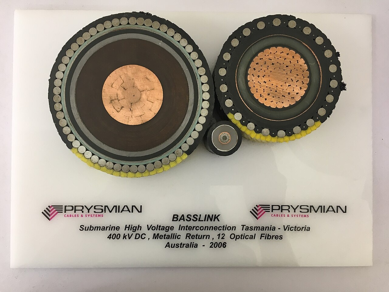 InterestingAF - Cross section of the 400 kV undersea cable connecting Tasmania and mainland Australia